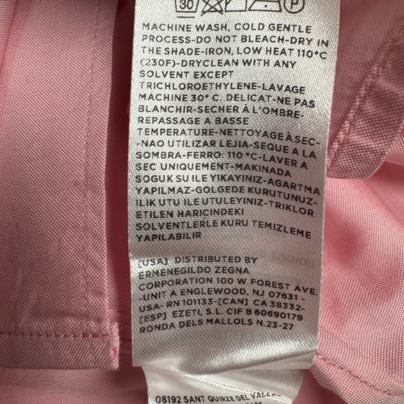 Ermenegildo Zegna Dress Shirt Mens Medium Pink Button Up Cutaway Collar Designer - Picture 9 of 11